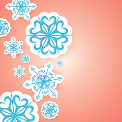 merry christmas greeting card white snowflakes on red background