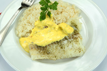 filet de cabillaud, sauce safranée