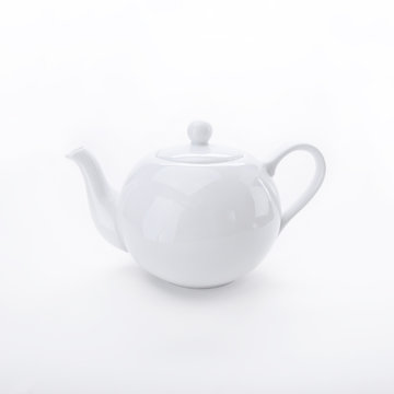 White teapot isolated on white background