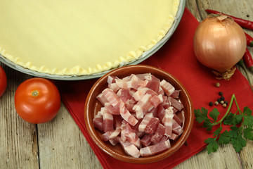 préparation d'une quiche