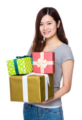 Young Woman hold with present box