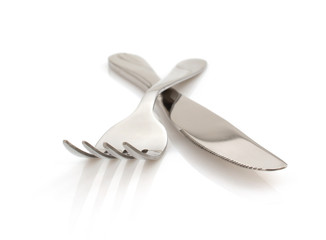 Obraz premium knife and fork on white background