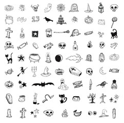 Obraz premium Halloween doodles elements. vector illustration