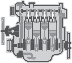 4 cylinder engine vector