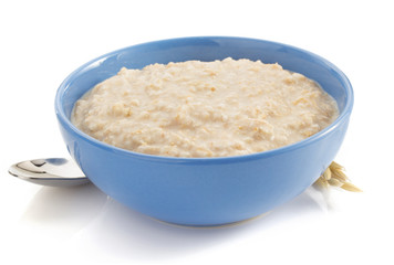 bowl of oatmeal  on white