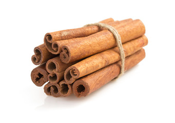cinnamon sticks on white background