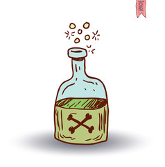 bottle with poison Halloween party. vector illustration.