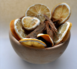 decorations, dried oranges and cinnamon
