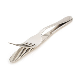 knife and fork on white background