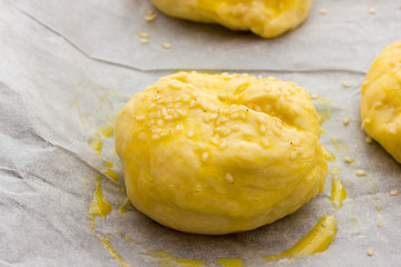 Home-made bread ready to be cooked