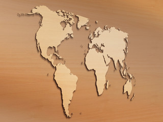 Weltkarte Wand Holz
