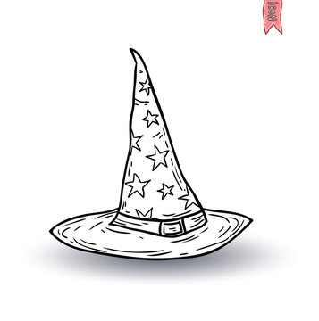 Wizard Hat cartoon icon. vector illustration.