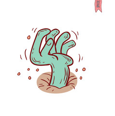 Zombie hand coming out of the earth. vector illustration
