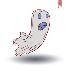 Ghost cartoon icon. vector illustration.