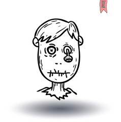 zombie cartoon character, vector illustration.