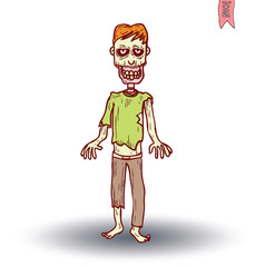 zombie cartoon character, vector illustration.