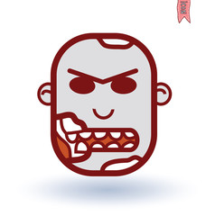 zombie cartoon character, vector illustration.