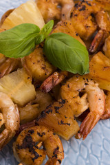 Skewer shrimp with pineapple