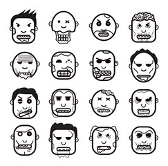 zombie cartoon character set, vector illustration.