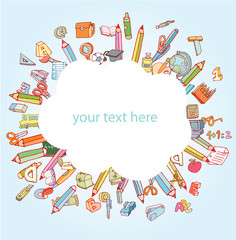 Doodle school icon, hand drawn illustration.