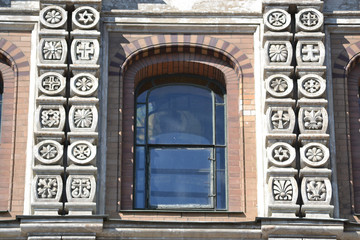 Fototapeta na wymiar Window of orthodox cathedral Spas na Krovi