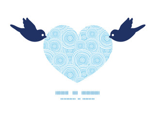 Vector doodle circle water texture birds holding heart