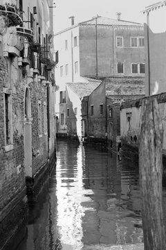 Venice canals in black and white