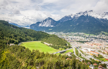 Obraz premium Aerial view of Innsbruck city in Austria