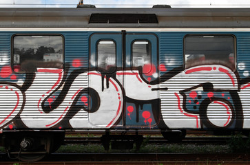 Graffiti on commuter train - 75462700
