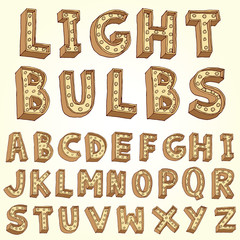Vector alphabet with bulbs.
