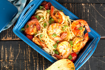 Spagetti mit garnelen 