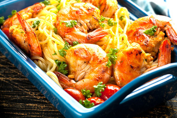Spagetti mit garnelen 