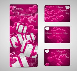 Set of pink tags and a card