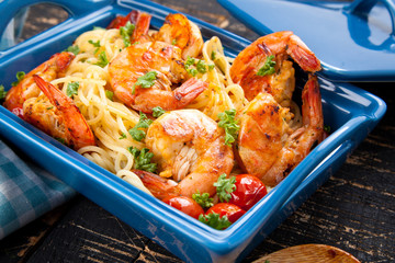 Spagetti mit garnelen 