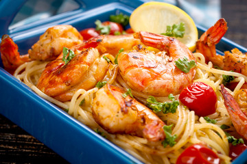 Spagetti mit garnelen 