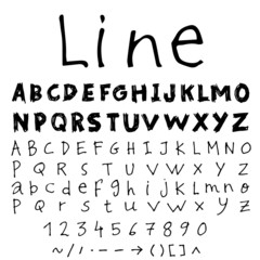 Set of two line sketch font.Hand drawn Vector.