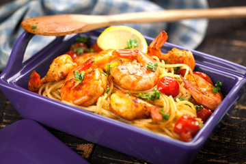 Spagetti mit garnelen 