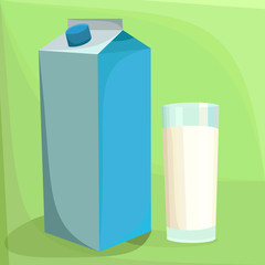 A glass of milk with a blue pack