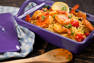 Spagetti mit garnelen 