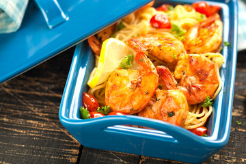 Spagetti mit garnelen 