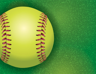 Softball on a Textured Grass Field Illustration