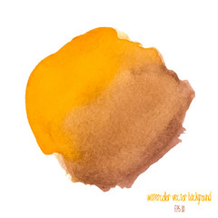Watercolor yellow and brown  isolated on white background. Vector illustration, Eps 10.