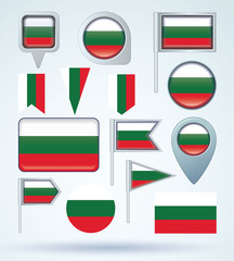 Flag set of Bulgaria, vector illustration