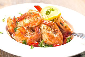 Spagetti mit garnelen 