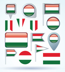 Flag set of hungary, vector illustration