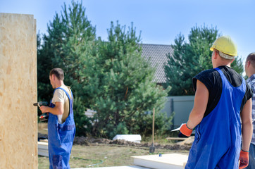 Team of builders working on a construction site