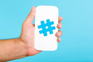 Mobile hashtag vertical concept