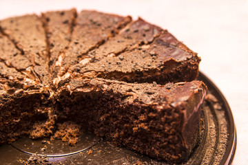 chocolate cake with almonds