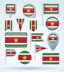Obraz premium Flag set of Suriname, vector illustration