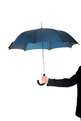 Close up on businessman hand with an umbrella